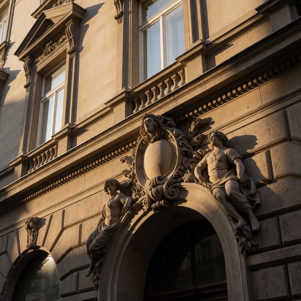 Povijesna zgrada u središtu Zagreba pod popodnevnim svjetlom